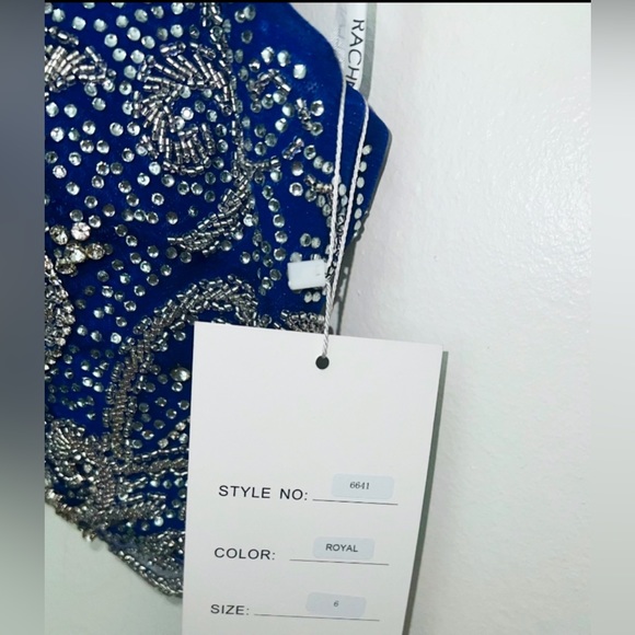 RACHEL ALLAN ROYAL BLUE DRESS (TOP IS SIZE 6 & SKIRT IS SIZE 8) - Picture 3 of 4